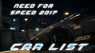 Need For Speed 2017 Wishlist: Car List