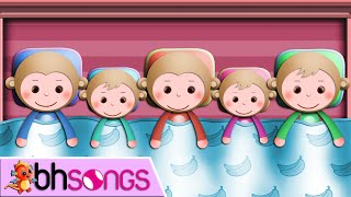Five Little Monkeys Jumping On The Bed Lyrics | Nursery Rhymes TV | Ultra HD 4K