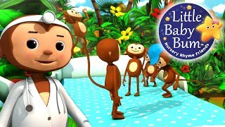 Five Little Monkeys Jumping On The Bed | Part 2 | Nursery Rhymes | by LittleBabyBum!