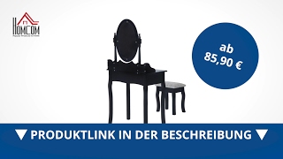Homcom Schminktisch mit Spiegel und Hocker Schwarz - direkt kaufen!