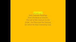 January 31st Daily Calendar Readings from the Book of Heaven