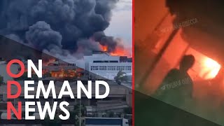 Workers ESCAPE Burning Warehouse After Russian Missile Attack