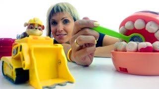 Видео для детей. Игрушки щенячий патруль и Зубастик