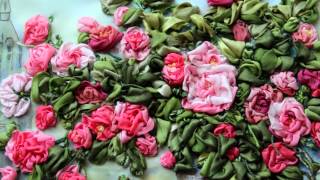 Silk Ribbon Embroidery roses Art - Вышивка по мотивам картины Риммы Вьюговой