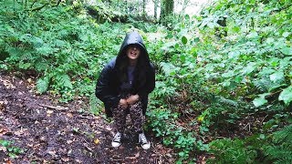 Peeing in the woods.