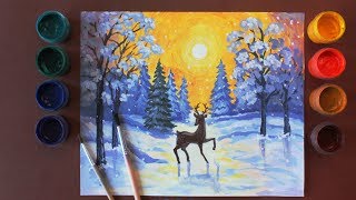 Как нарисовать ЗИМУ ГУАШЬЮ Уроки рисования | Art School