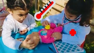кукла БЕБИ БОН заболела Нура КАК МАМА Хадя как доктор cделала укол и вылечила BABY BORN PRETEND PLAY