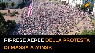 Riprese aeree della protesta di massa a Minsk contro i risultati delle presidenziali bielorusse