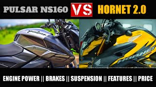 Honda HORNET 2.0 vs Bajaj PULSAR NS160 |Comparison | Price | Engine | Features | Suspension | Brakes