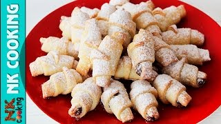? ПЕСОЧНЫЕ РОГАЛИКИ С НУТЕЛЛОЙ ? Песочное Тесто без Яиц ? Рецепты NK cooking