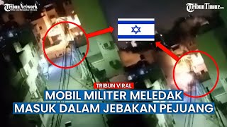 Detik-detik Kendaraan Tentara Israel Hancur Kena Bahan Peledak saat Melintas di Tulkarem
