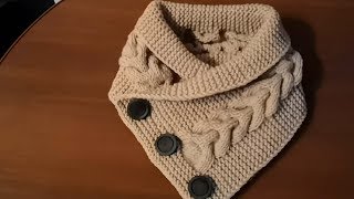 Шарф с воротничком, спицы.