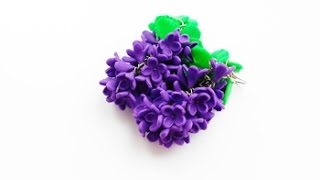 Мини-сирень (серьги-гроздья) из полимерной глины