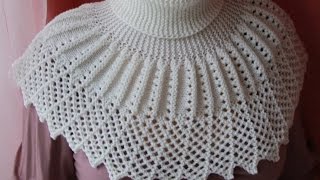 Ажурная манишка спицами поворотным вязанием. cowl Вязание с LusiTen #ЛюдмилаТен