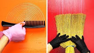 23 IDEAS PARA PINTAR LA PARED UTILIZANDO COSAS ORDINARIAS