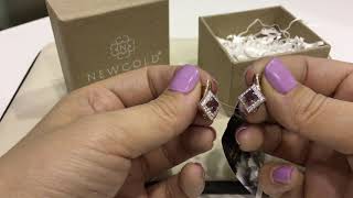 Серьги 801 из красного золота 585 пробы с александритами и фианитами