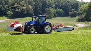 2 Schnitt 2018 Mähen mit New Holland T 7.270 und Kuhn GMD 3125 F und Kuhn GMD 9530