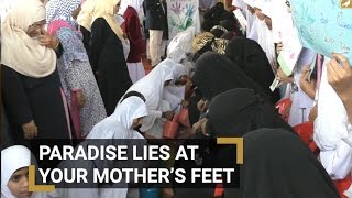Mothers’feet washing ceremony in Hyderabad's School