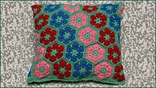 Африканский цветок крючком. Вязание крючком подушки. Подушка крючком. Цветок крючком. Crochet Pillow