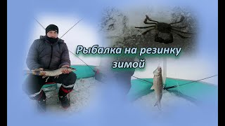 Рыбалка на резинку зимой//донный амортизатор из подо льда