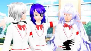MMD x Yandere Simulator II I'm not pregnant!! II Aoi Ryugoku , Akato Toriyasu , Megami Saikou & Shir