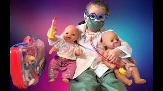 Беби боны мальчик и девочка Заболели Стефани Доктор Играем в больничку Уколы куклам
