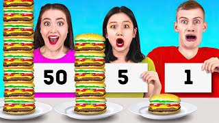 TANTANGAN 100 LAPIS! || Tantangan Ekstrem 100 Lapis Burger oleh 123 GO Like!