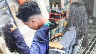 Fiz um corte MASCULINO em uma GAROTA ?✂️??
