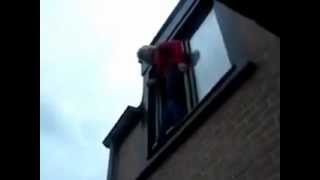 woman jumps from window breaks ankle epic fail