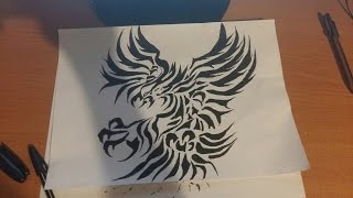 Рисунок орла в стиле тату,