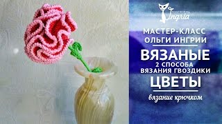 Описание вязаных цветов ❦ Гвоздика крючком, два способа вязания.