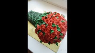 Декорируем Торт В Виде Букета/Cake bouquet of roses/МК