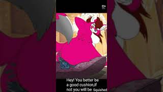 Giantess furry finds a bug to sit on