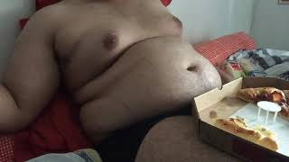 Eating pizza