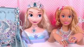 Reine des neiges Elsa Barbie Tête à coiffer Bijoux Frozen Elsa Barbie Styling Head