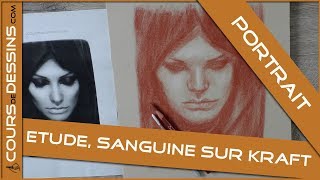 Etude visage, sanguine "610" sur papier kraft