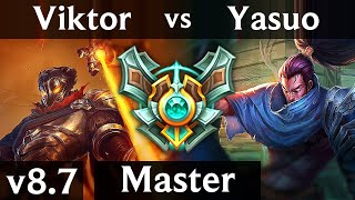 VIKTOR vs YASUO (MID) | Quadrakill + KDA 10/2/9 | NA Master | Patch 8.7