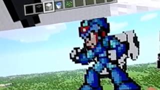 Megaman X pixel art in minecraft