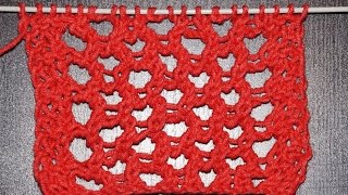 Вязание спицами ажурный узор СЕТКА   ///    Knitting openwork pattern GRID