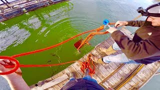 MAGNET FISHING OFF A DOCK WITH TWO 500LB PULL MAGNETS!!! HONEY HOLE