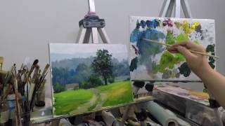Летний пейзаж маслом. Татьяна Зубова. Summer landscape. Speed painting process. Tatiana Zubova
