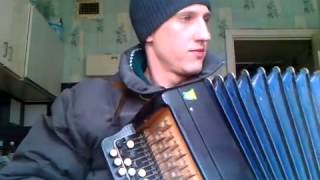 Парень играет красивую музыку на баяне (beautiful music)
