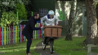 Eastenders 2017 bbc one Tina Carter tries to ride bike but falls in pool mickcartervstinacarter2017