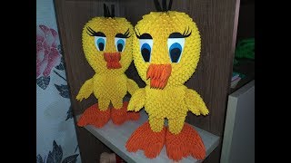 модульное оригами утенок ТВИТТИ (Duck twittie) мастер класс