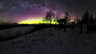 360 Milky Way and Aurora  timelapse filmed at Denali, Alaska