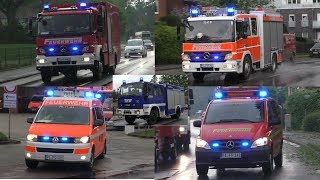 [Großeinsatz nach Starkregen] Einsatzfahrten Kreisbereitschaftszug West + Feuerwehr und THW