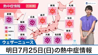 7月25日(日)の熱中症情報