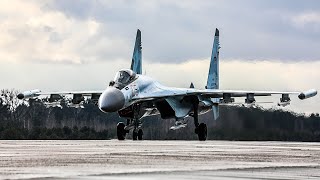 Перехват экипажем Су-35 ВВО условного нарушителя воздушного пространства Союзного государства