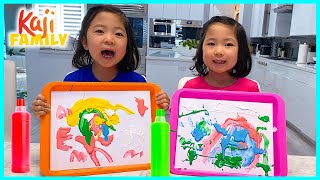 DIY Fluffy Paint Art for kids with Emma and Kate!!!