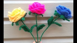 Простая роза крючком со стебельком Часть 4./ A simple crocheted rose with a stem Part 4.